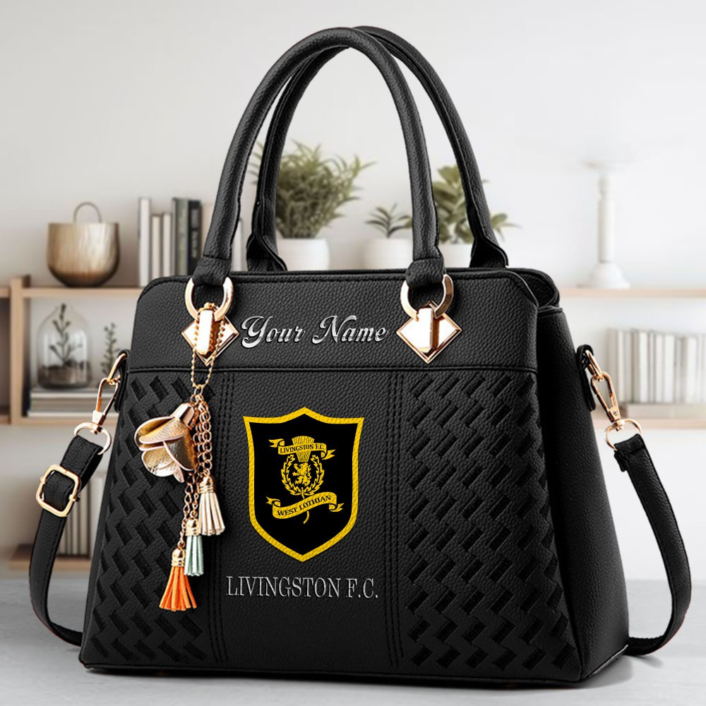 Livingston F.C Logo Crossbody Zip Hand Bag With Tassel Custom Name For Women - Image 2
