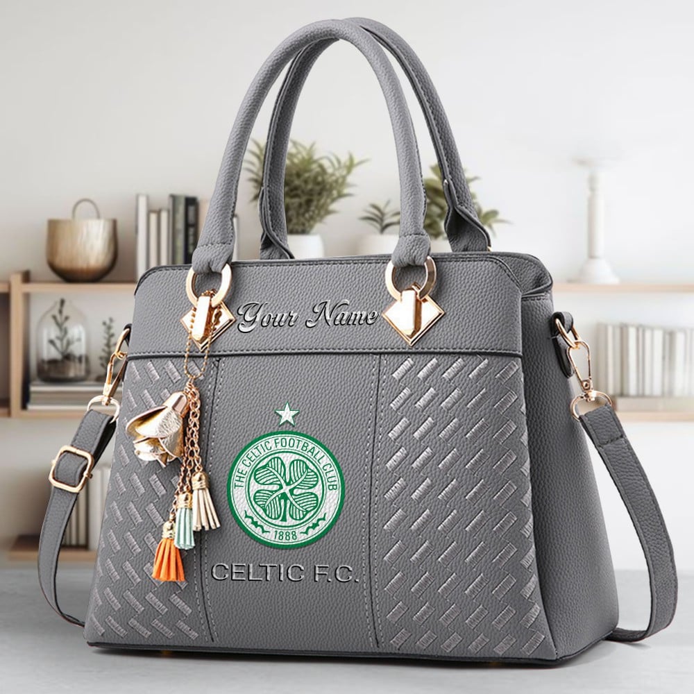 Celtic F.C Logo Crossbody Zip Hand Bag With Tassel Custom Name For Women - Image 4