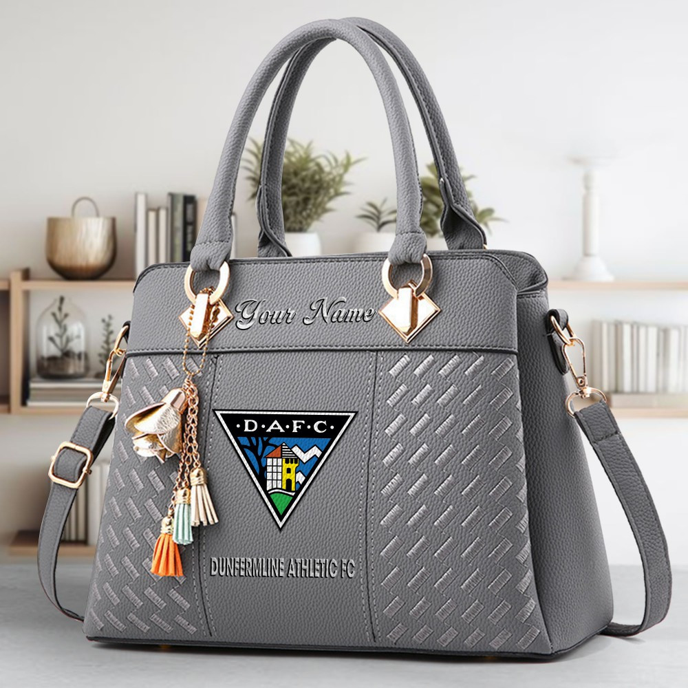 Dunfermline Athletic FC Logo Crossbody Zip Hand Bag With Tassel Custom Name For Women - Image 4