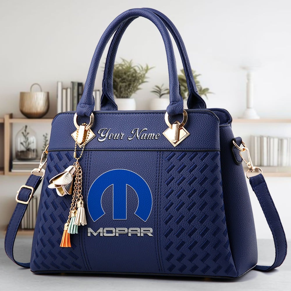 Mopar Logo Crossbody Zip Hand Bag With Tassel Custom Name For Women - Image 2