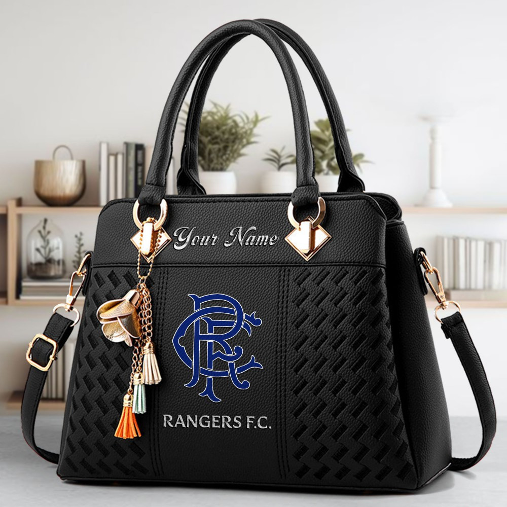 Rangers F.C Logo Crossbody Zip Hand Bag With Tassel Custom Name For Women - Image 2