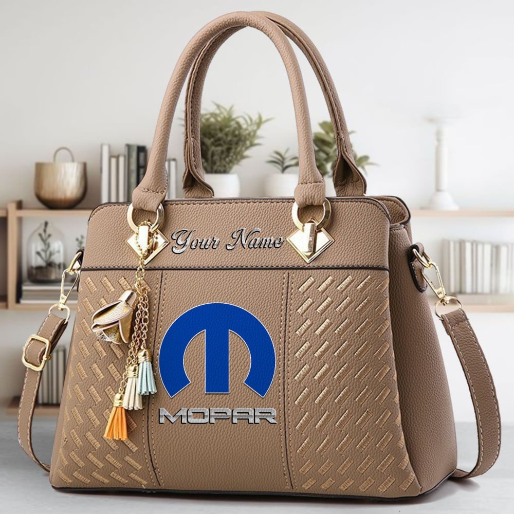 Mopar Logo Crossbody Zip Hand Bag With Tassel Custom Name For Women - Image 3
