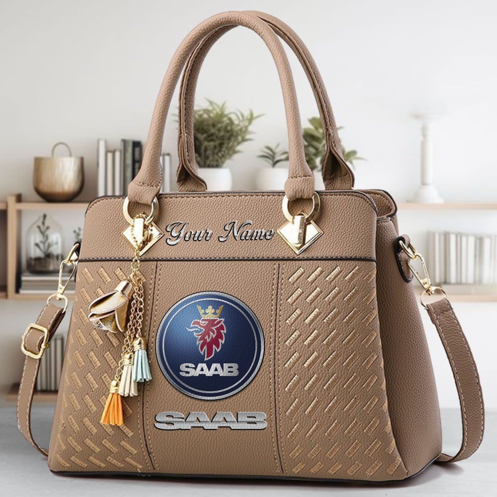 Saab transparent Logo Crossbody Zip Hand Bag With Tassel Custom Name For Women - Image 3