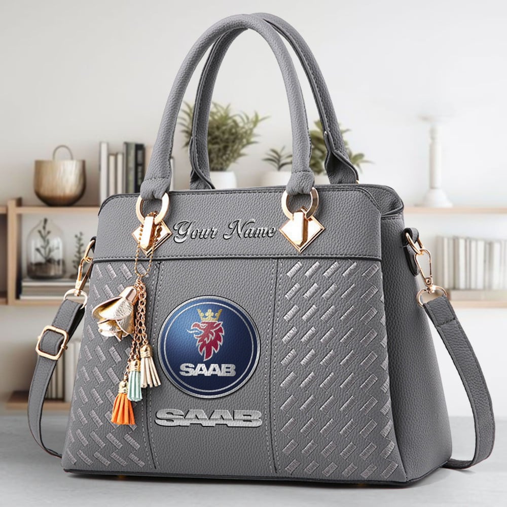 Saab transparent Logo Crossbody Zip Hand Bag With Tassel Custom Name For Women - Image 4