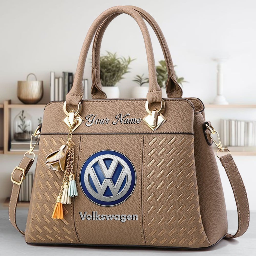 Volkswagen Logo Crossbody Zip Hand Bag With Tassel Custom Name For Women - Image 3