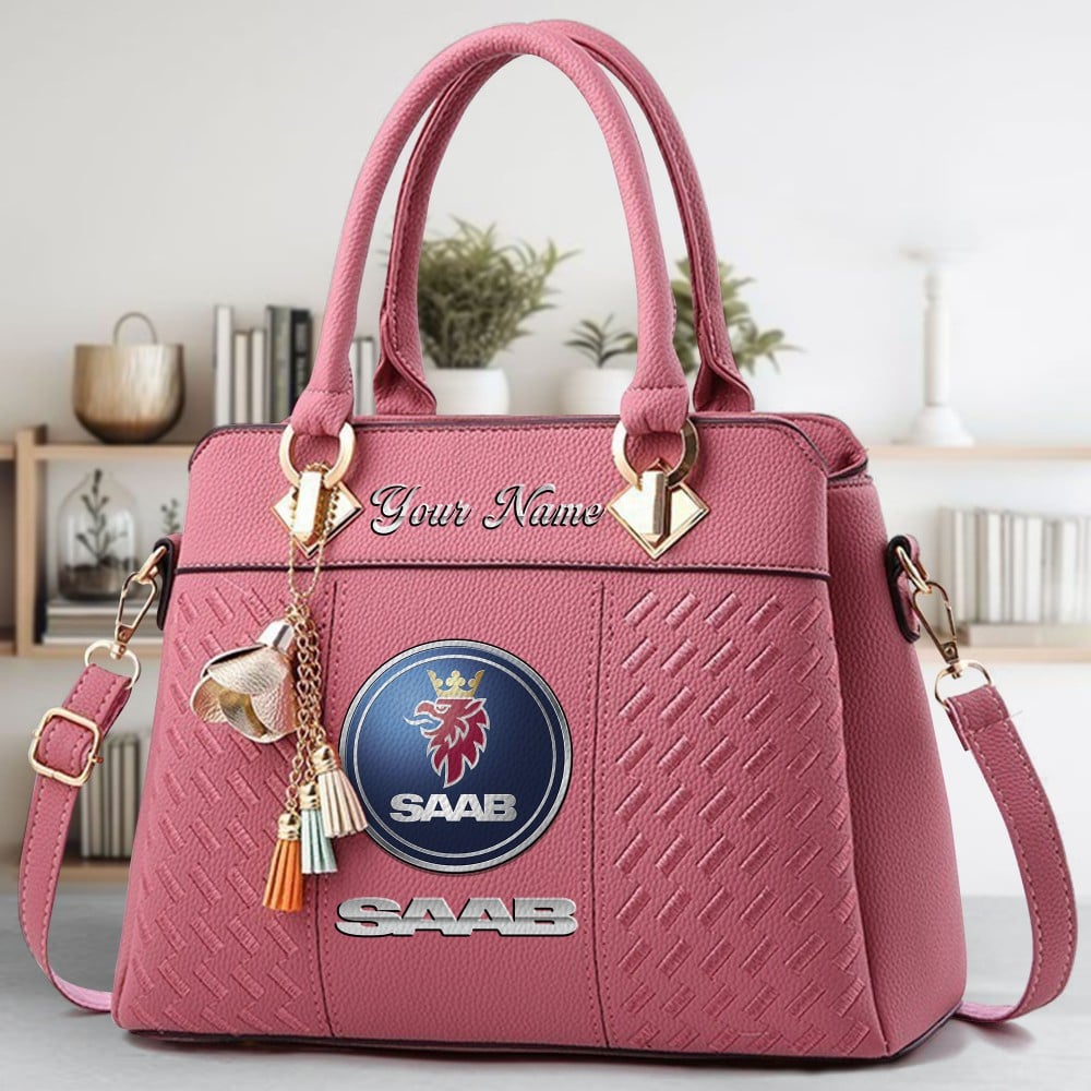 Saab transparent Logo Crossbody Zip Hand Bag With Tassel Custom Name For Women - Image 5