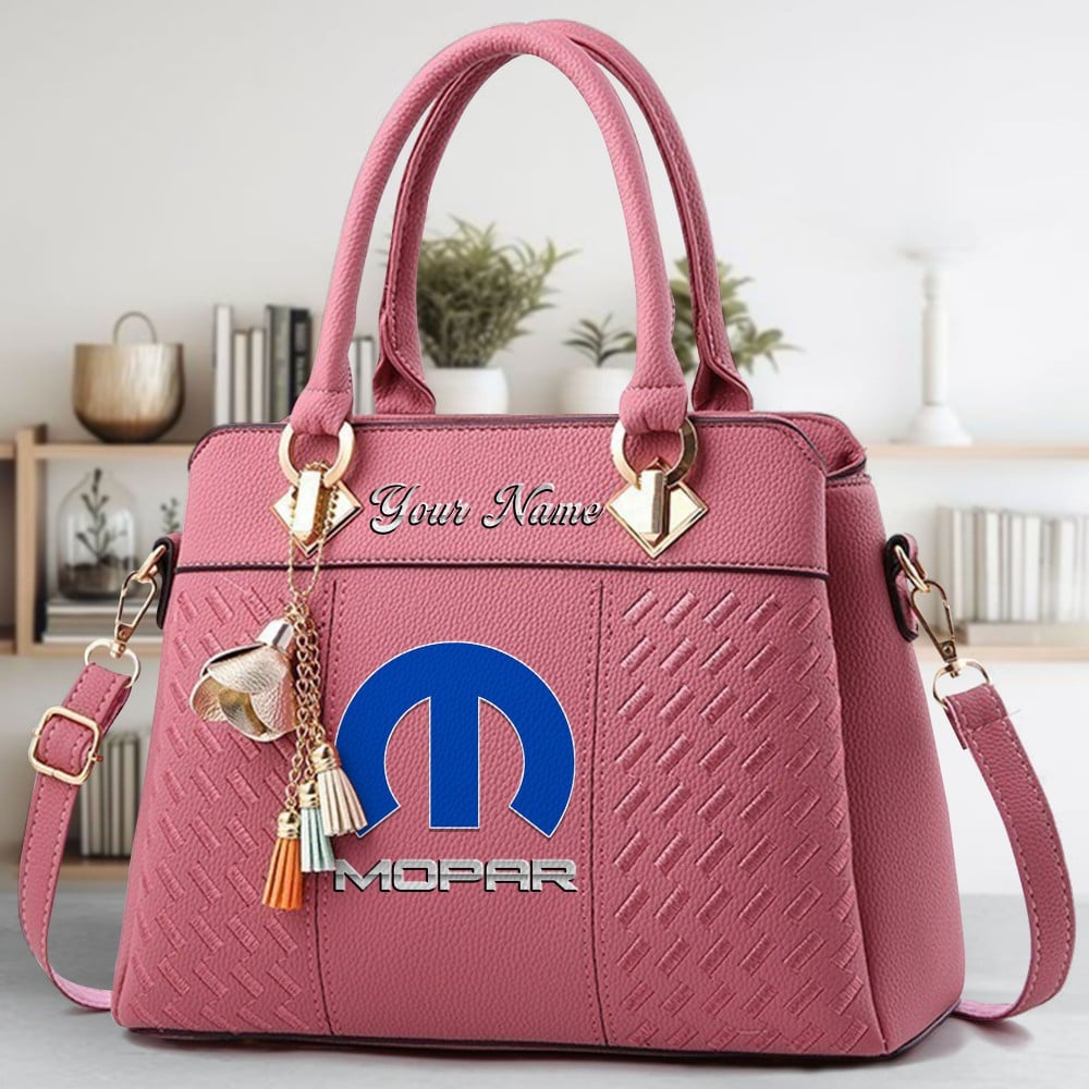 Mopar Logo Crossbody Zip Hand Bag With Tassel Custom Name For Women - Image 5