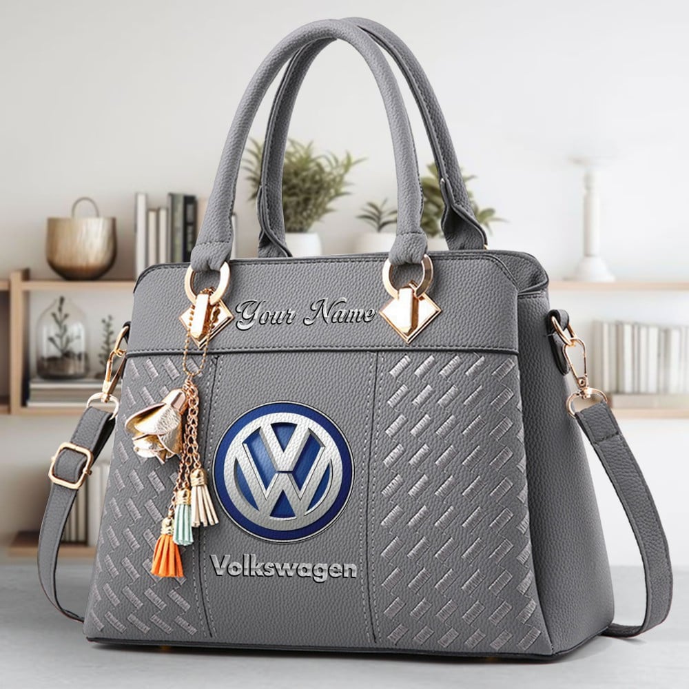 Volkswagen Logo Crossbody Zip Hand Bag With Tassel Custom Name For Women - Image 4