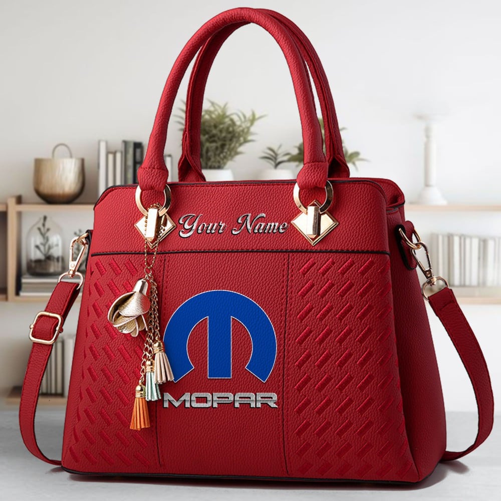 Mopar Logo Crossbody Zip Hand Bag With Tassel Custom Name For Women - Image 6