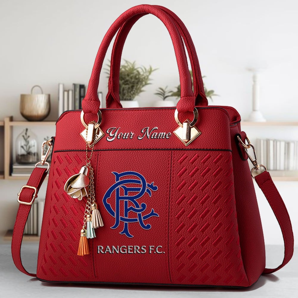 Rangers F.C Logo Crossbody Zip Hand Bag With Tassel Custom Name For Women - Image 6