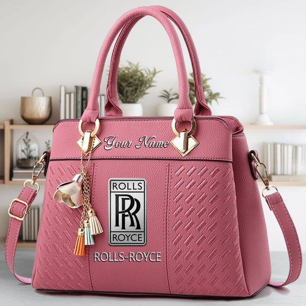 Rolls Royce Logo Crossbody Zip Hand Bag With Tassel Custom Name For Women - Image 5