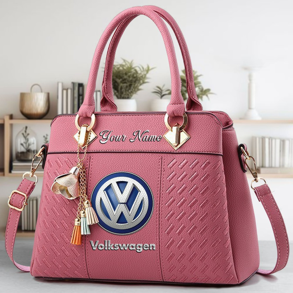 Volkswagen Logo Crossbody Zip Hand Bag With Tassel Custom Name For Women - Image 5