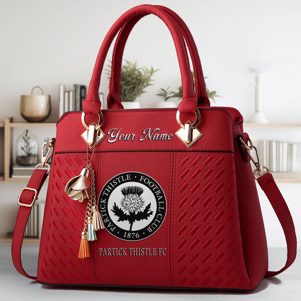 Partick Thistle FC Logo Crossbody Zip Hand Bag With Tassel Custom Name For Women - Image 6