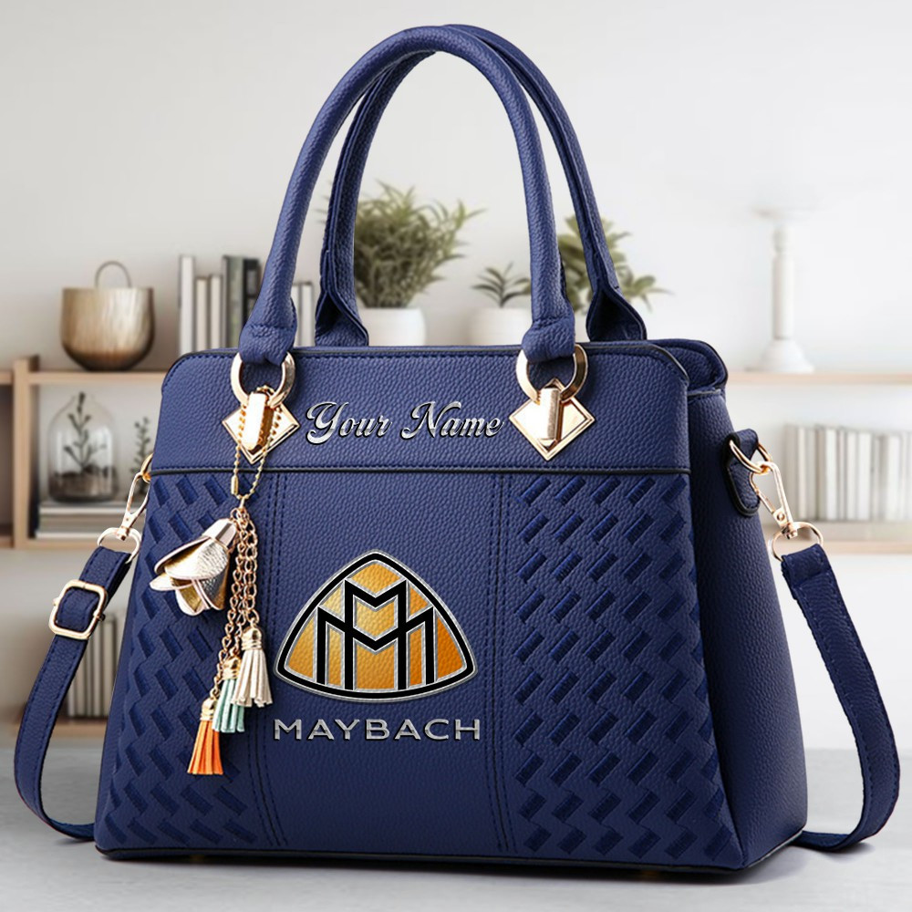Maybach Logo Crossbody Zip Hand Bag With Tassel Custom Name For Women - Image 2