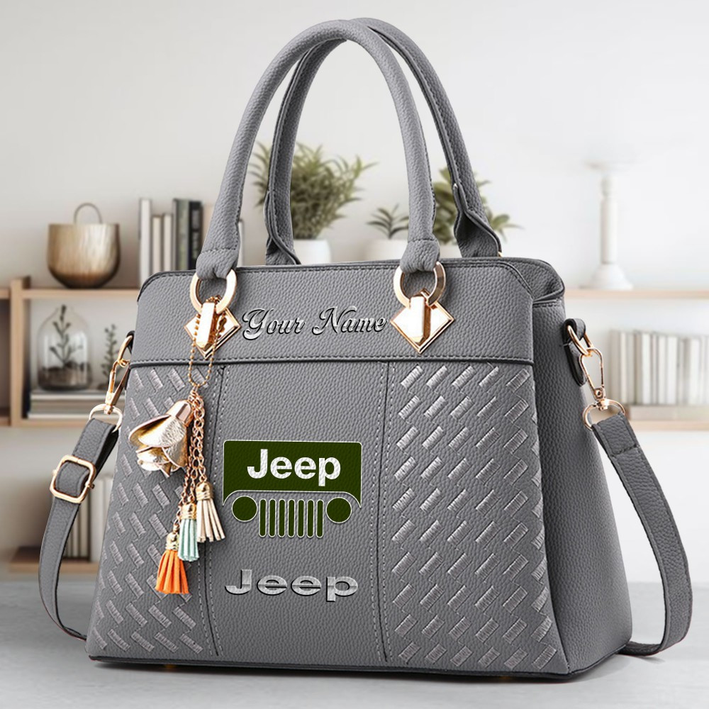 Jeep Logo Crossbody Zip Hand Bag With Tassel Custom Name For Women - Image 4