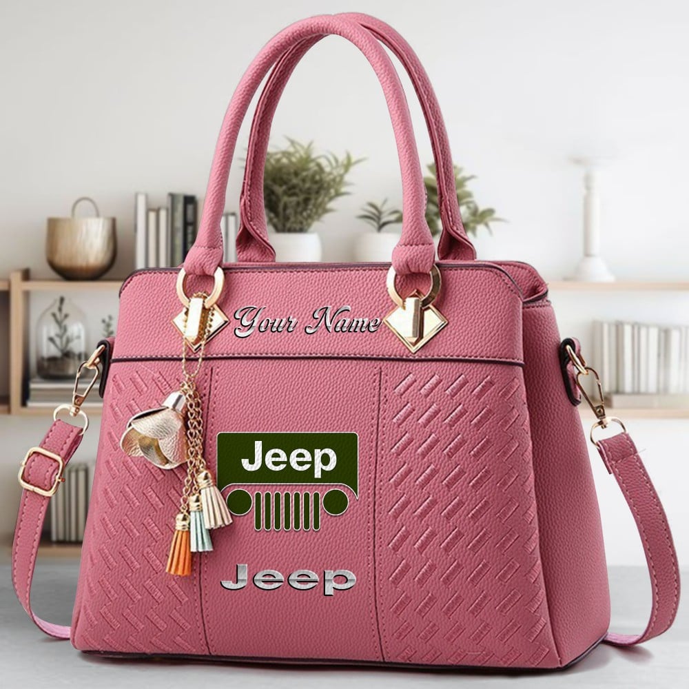 Jeep Logo Crossbody Zip Hand Bag With Tassel Custom Name For Women - Image 5