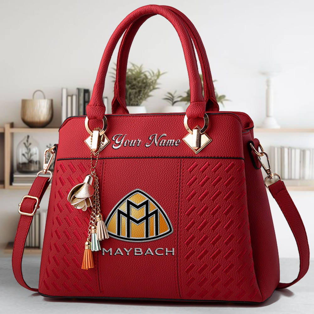 Maybach Logo Crossbody Zip Hand Bag With Tassel Custom Name For Women - Image 6