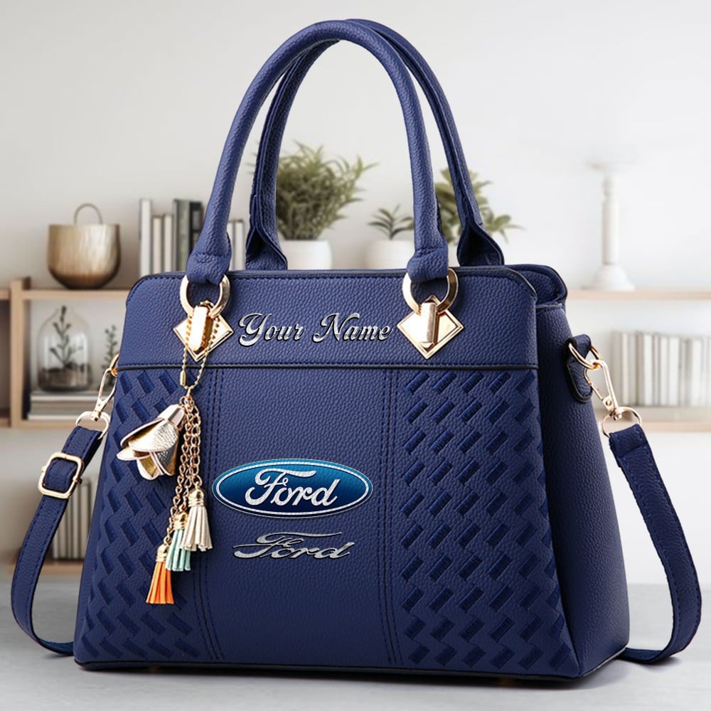 Ford Logo Crossbody Zip Hand Bag With Tassel Custom Name For Women - Image 2