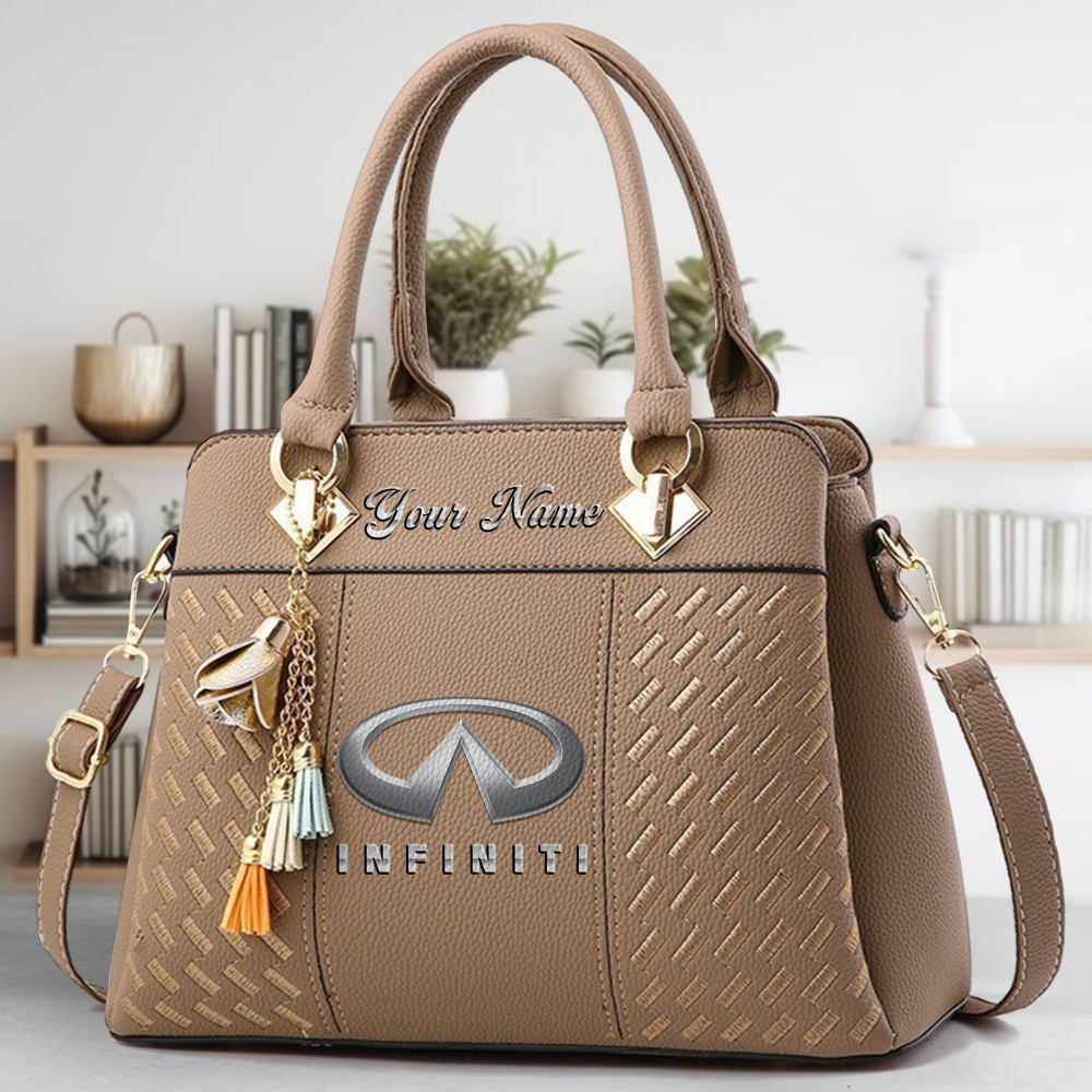 Infiniti Logo Crossbody Zip Hand Bag With Tassel Custom Name For Women - Image 3