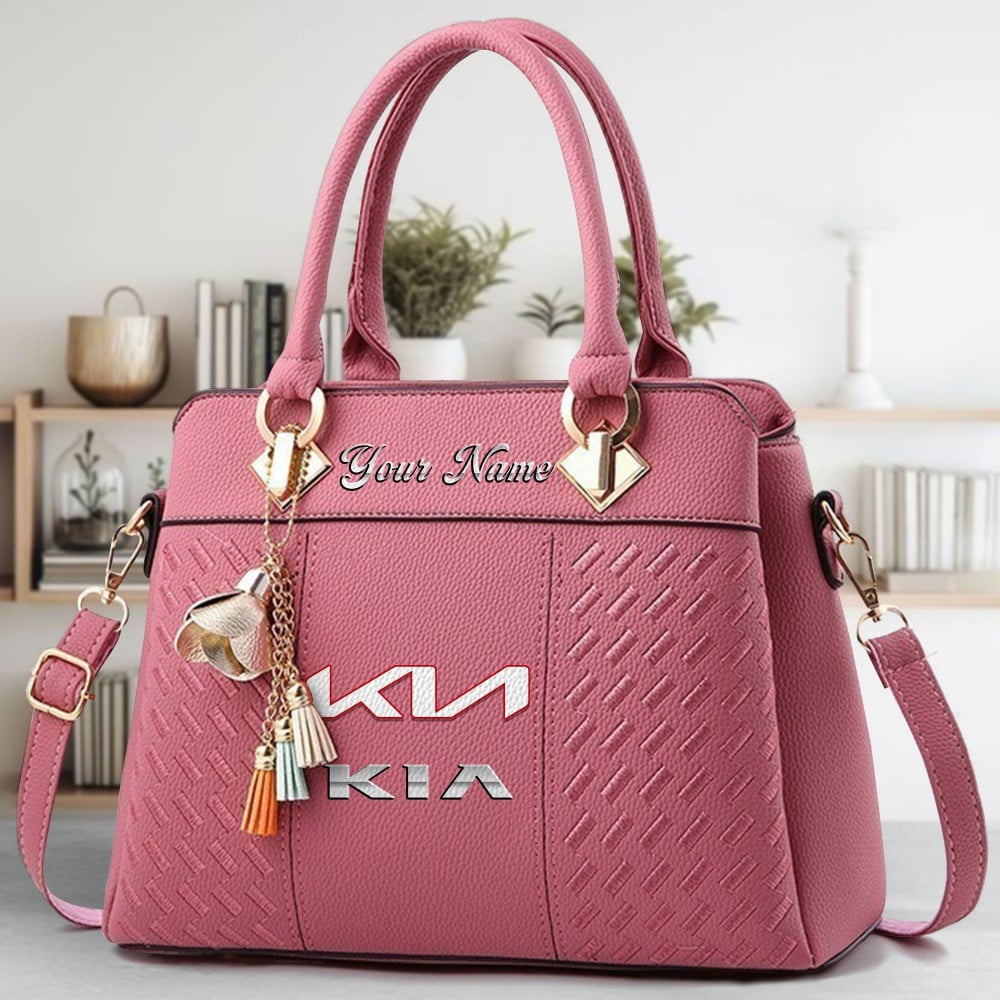 Kia Logo Crossbody Zip Hand Bag With Tassel Custom Name For Women - Image 5