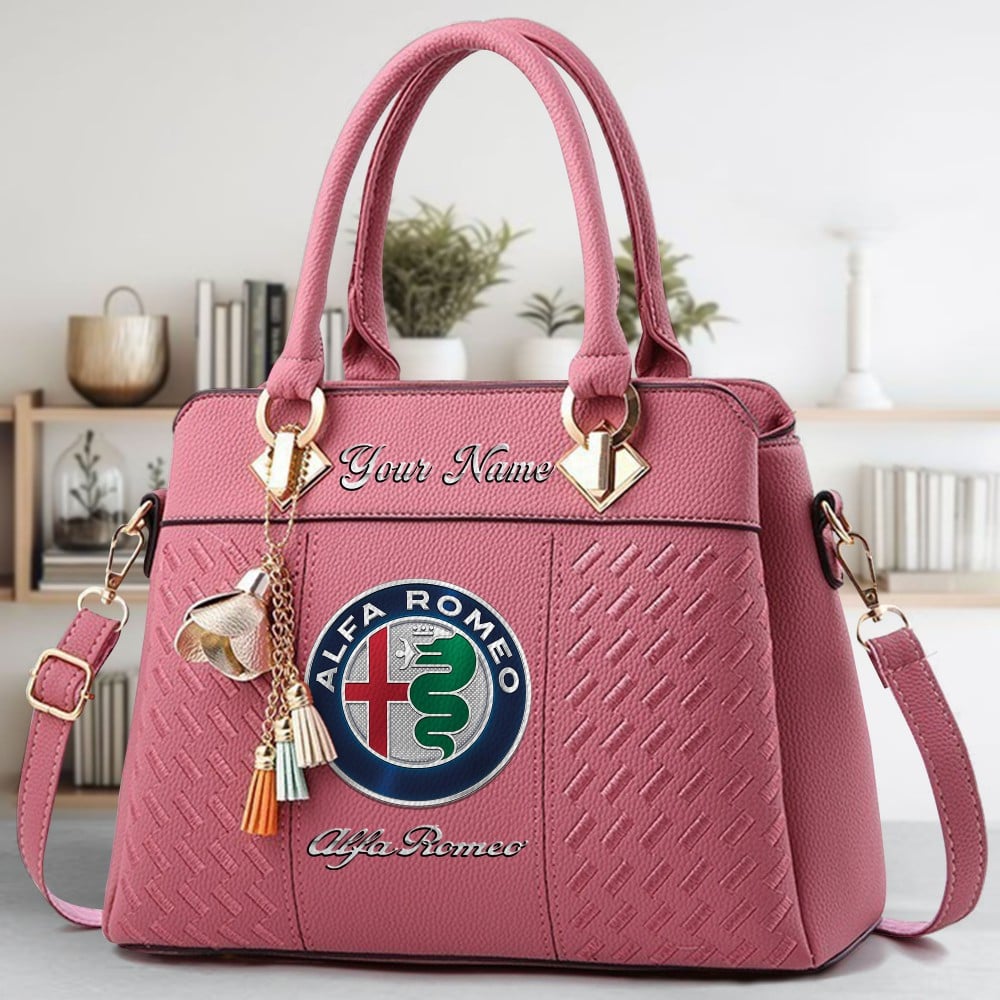 Alfa Romeo Logo Crossbody Zip Hand Bag With Tassel Custom Name For Women - Image 5