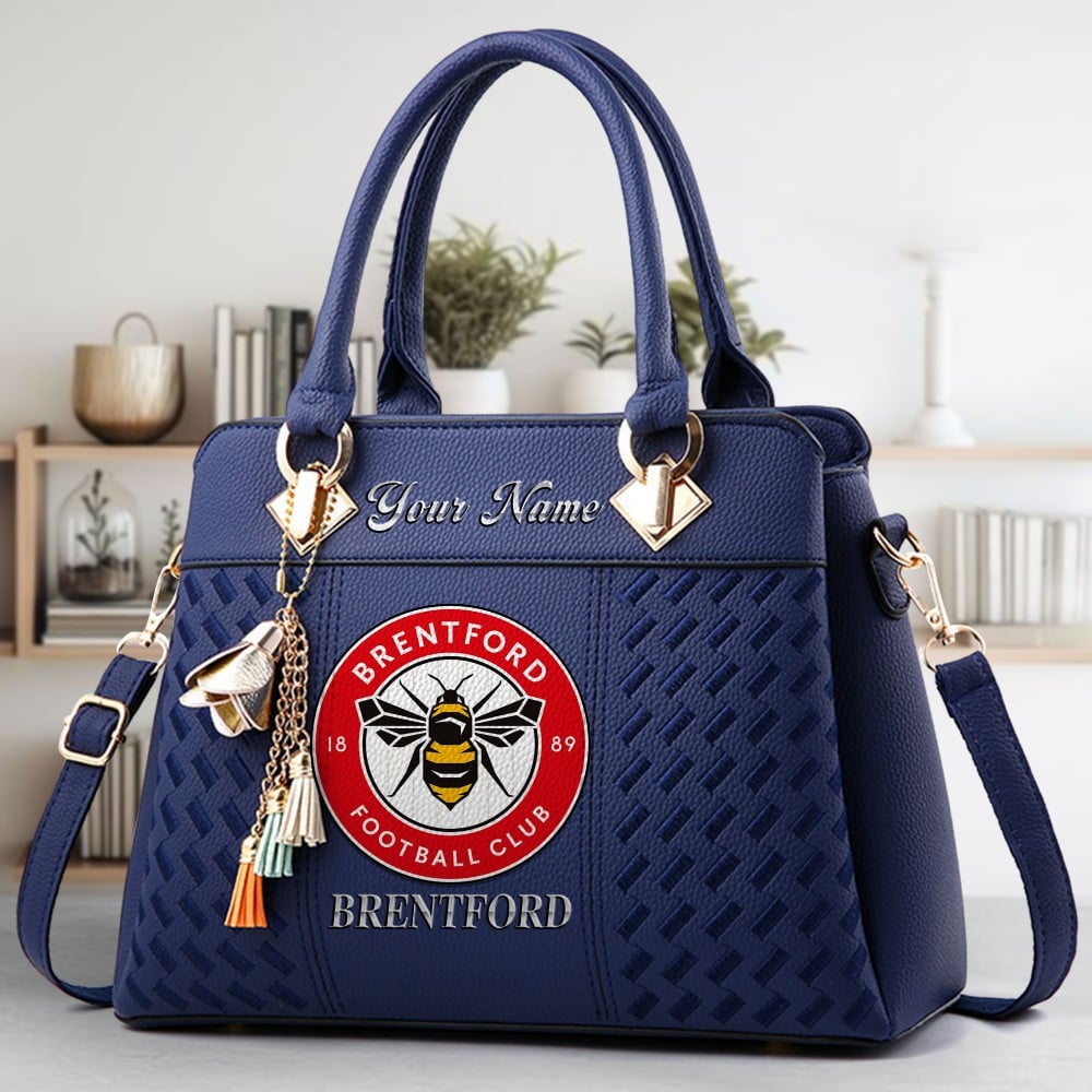 Brentford FC Logo Crossbody Zip Hand Bag With Tassel Custom Name For Women - Image 2