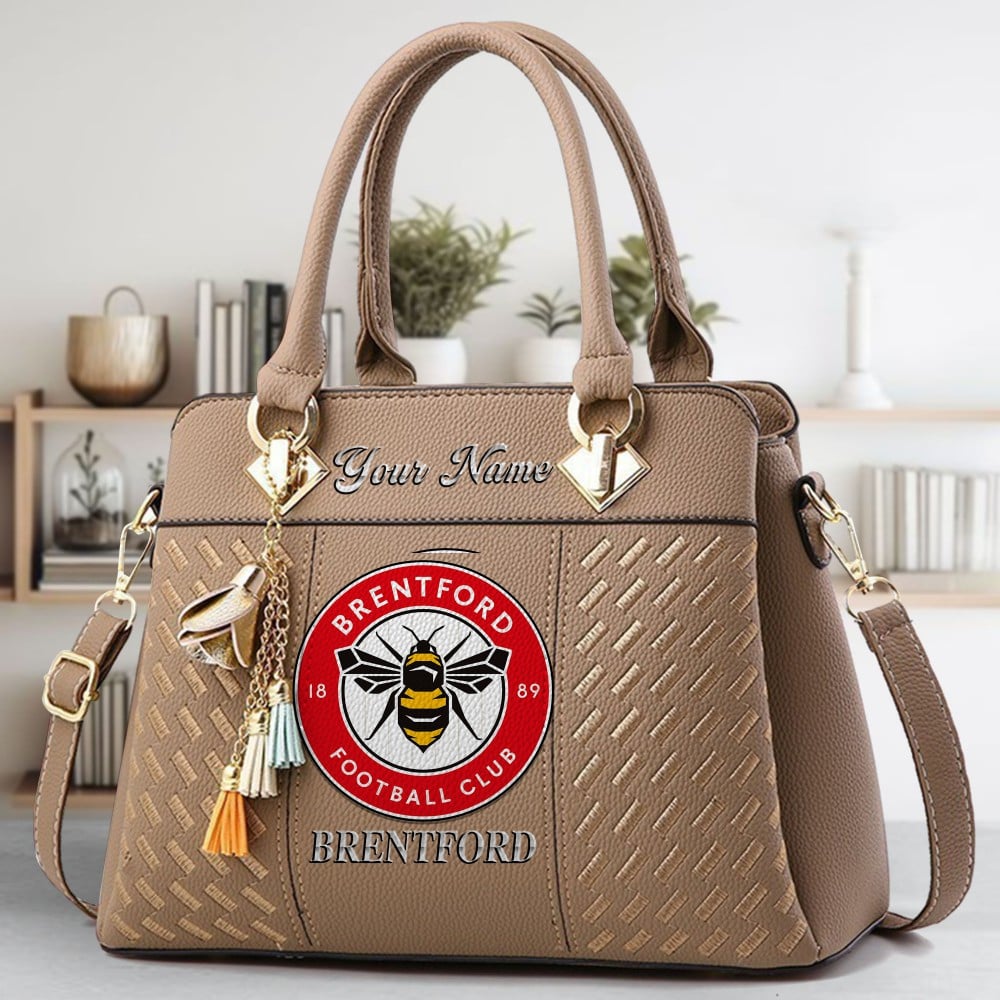 Brentford FC Logo Crossbody Zip Hand Bag With Tassel Custom Name For Women - Image 3