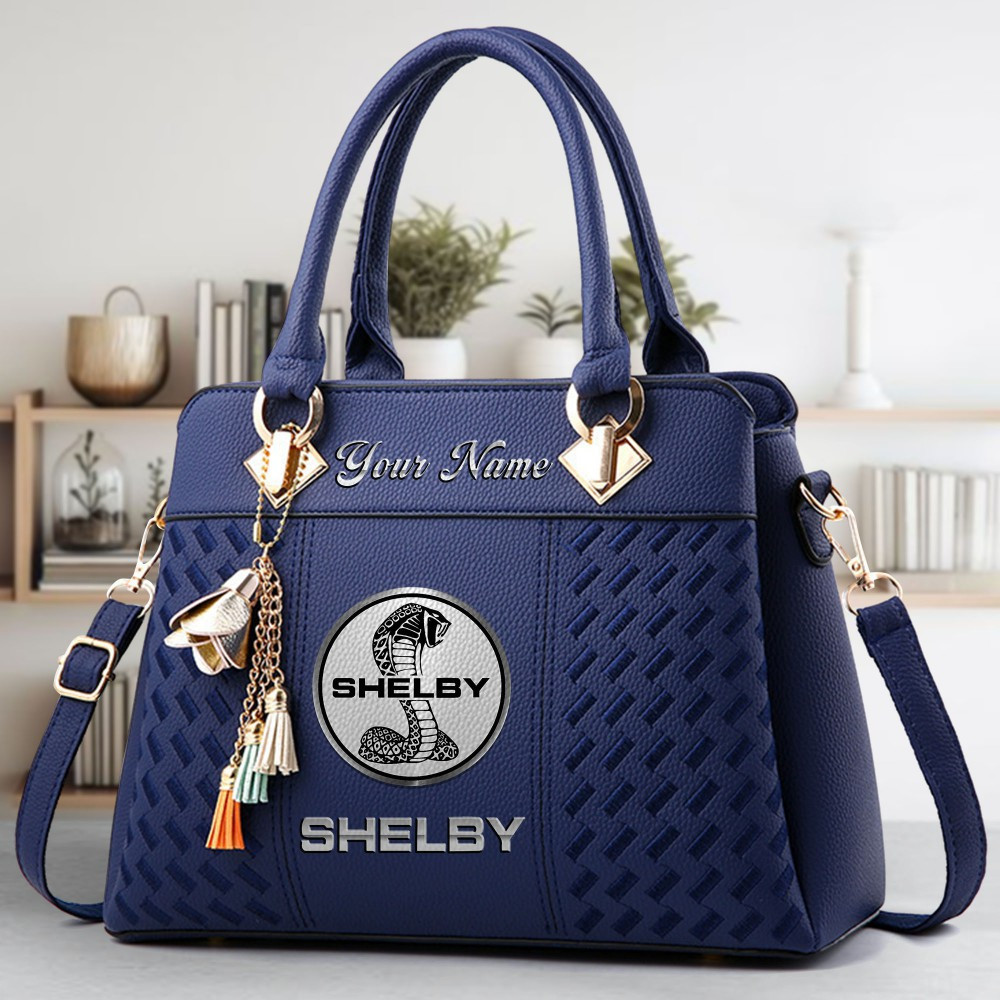 Ford Shelby Logo Crossbody Zip Hand Bag With Tassel Custom Name For Women - Image 3