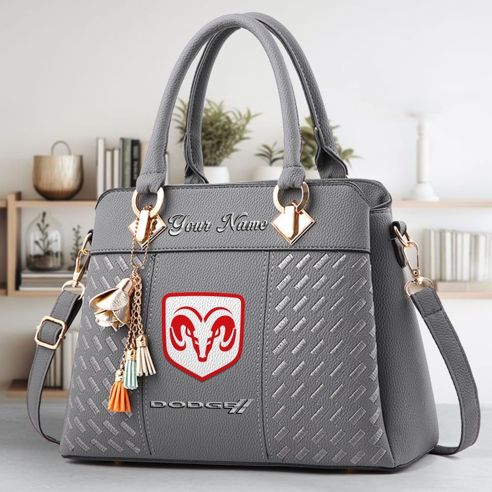 Dodge Logo Crossbody Zip Hand Bag With Tassel Custom Name For Women - Image 4