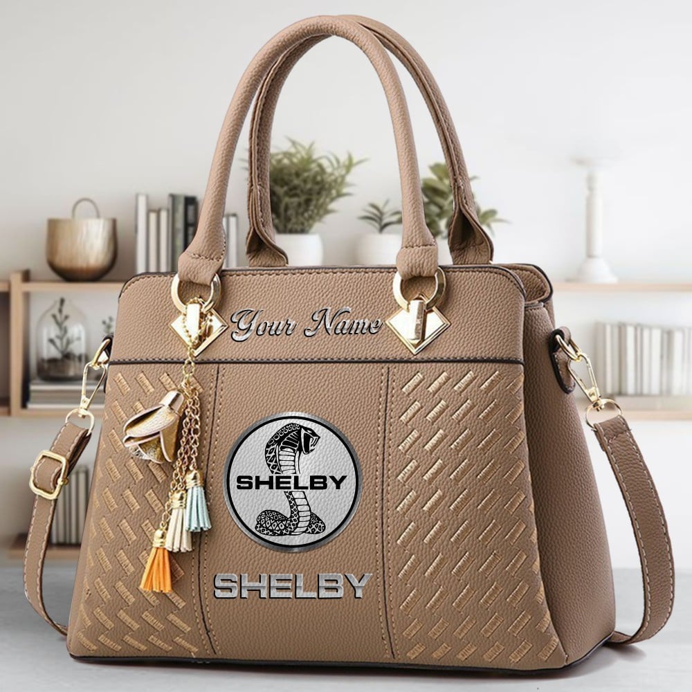 Ford Shelby Logo Crossbody Zip Hand Bag With Tassel Custom Name For Women - Image 4
