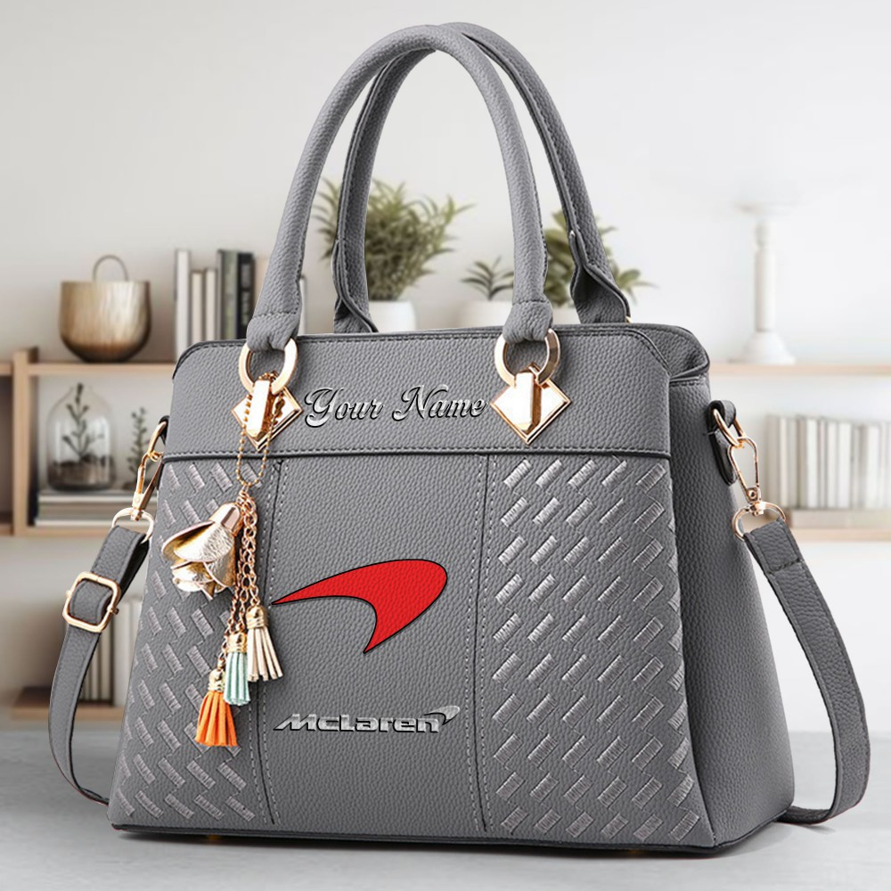 MCLAREN Logo Crossbody Zip Hand Bag With Tassel Custom Name For Women - Image 4