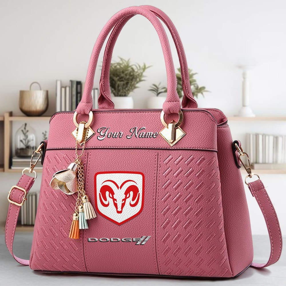 Dodge Logo Crossbody Zip Hand Bag With Tassel Custom Name For Women - Image 5
