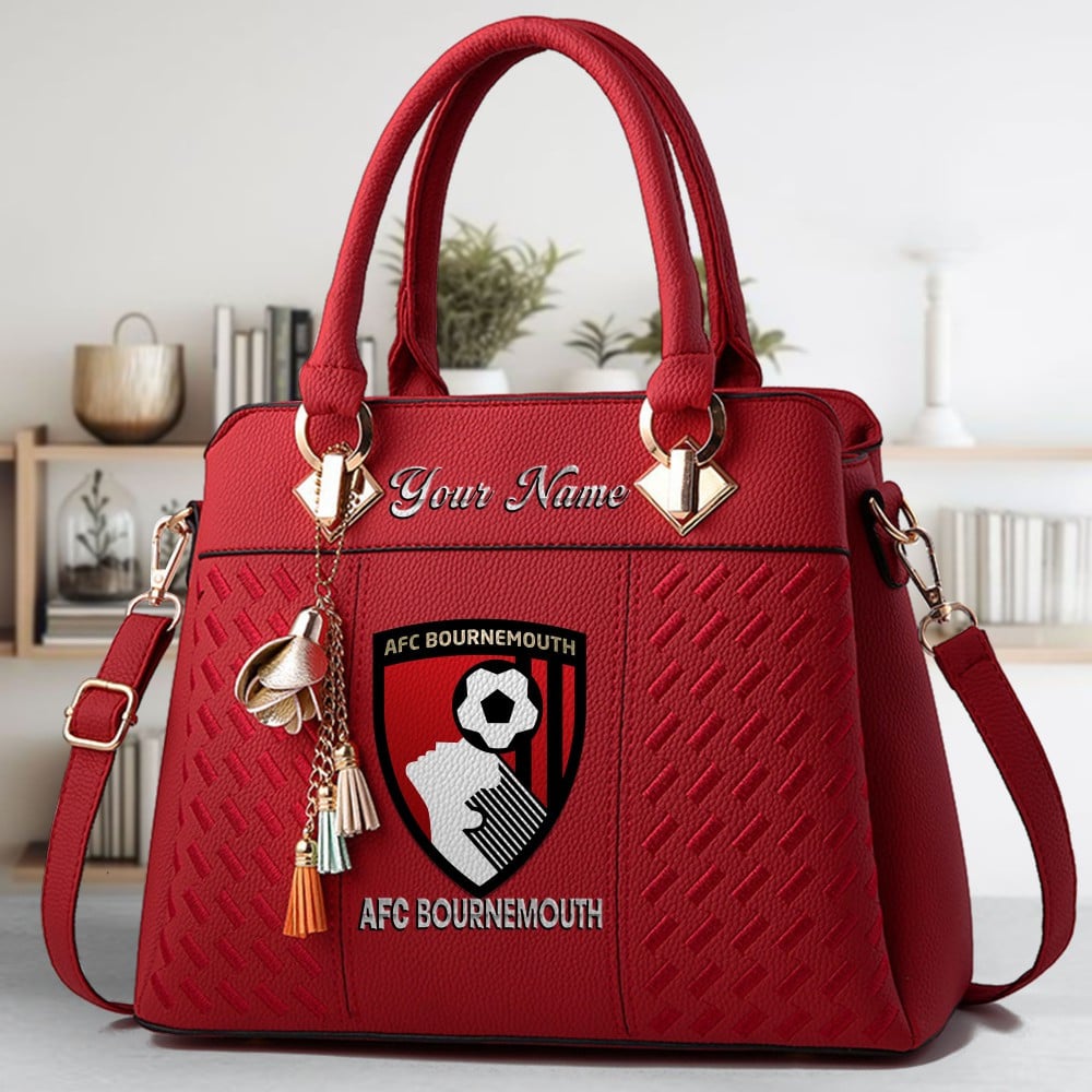 A.F.C. Bournemouth Logo Crossbody Zip Hand Bag With Tassel Custom Name For Women - Image 6