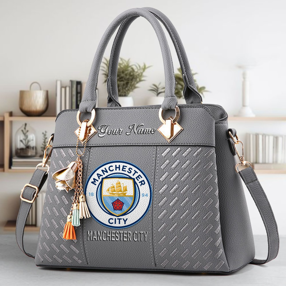 Manchester City F.C Logo Crossbody Zip Hand Bag With Tassel Custom Name For Women - Image 4