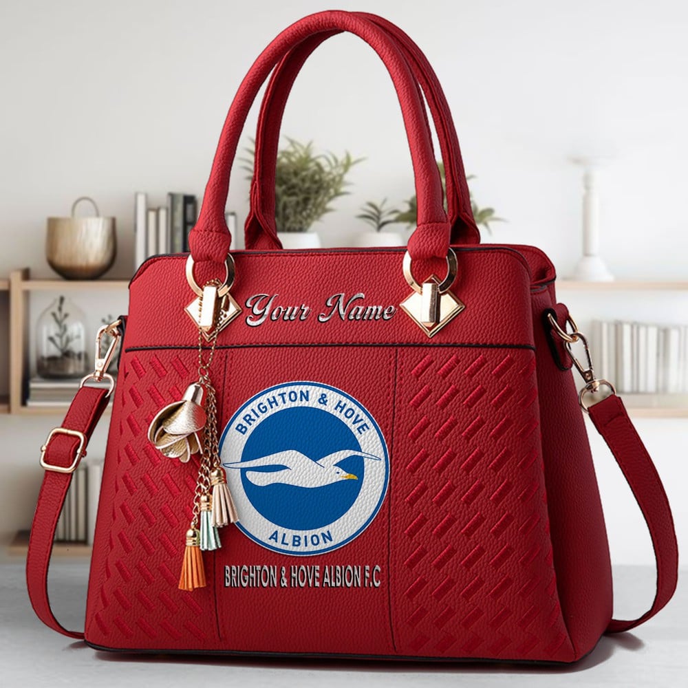 Brighton & Hove Albion F.C Logo Crossbody Zip Hand Bag With Tassel Custom Name For Women - Image 6