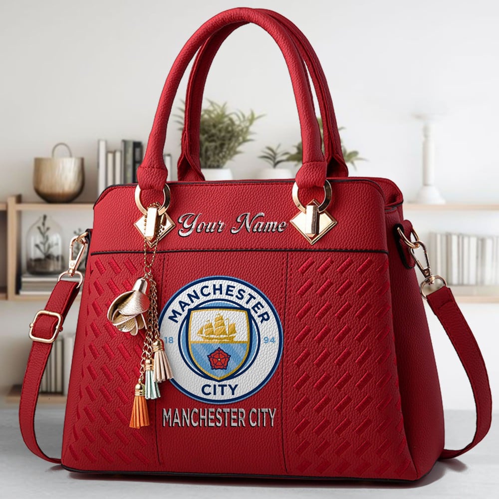Manchester City F.C Logo Crossbody Zip Hand Bag With Tassel Custom Name For Women - Image 6