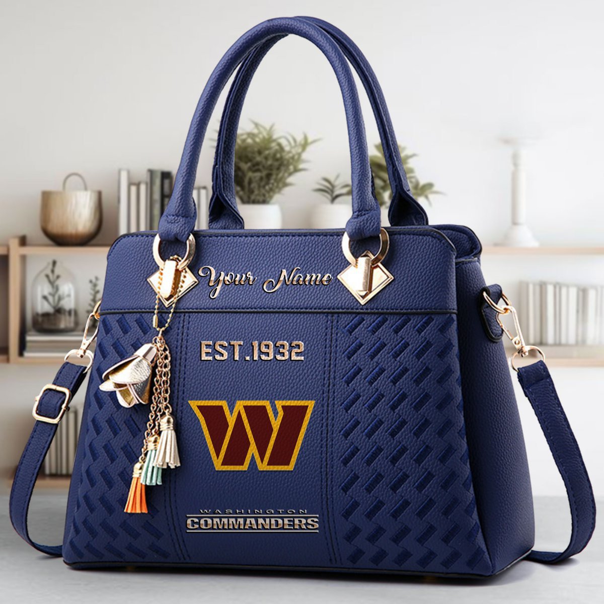 Washington Commanders Crossbody Zip Handbag With Tassel Custom Name For Women - Image 3