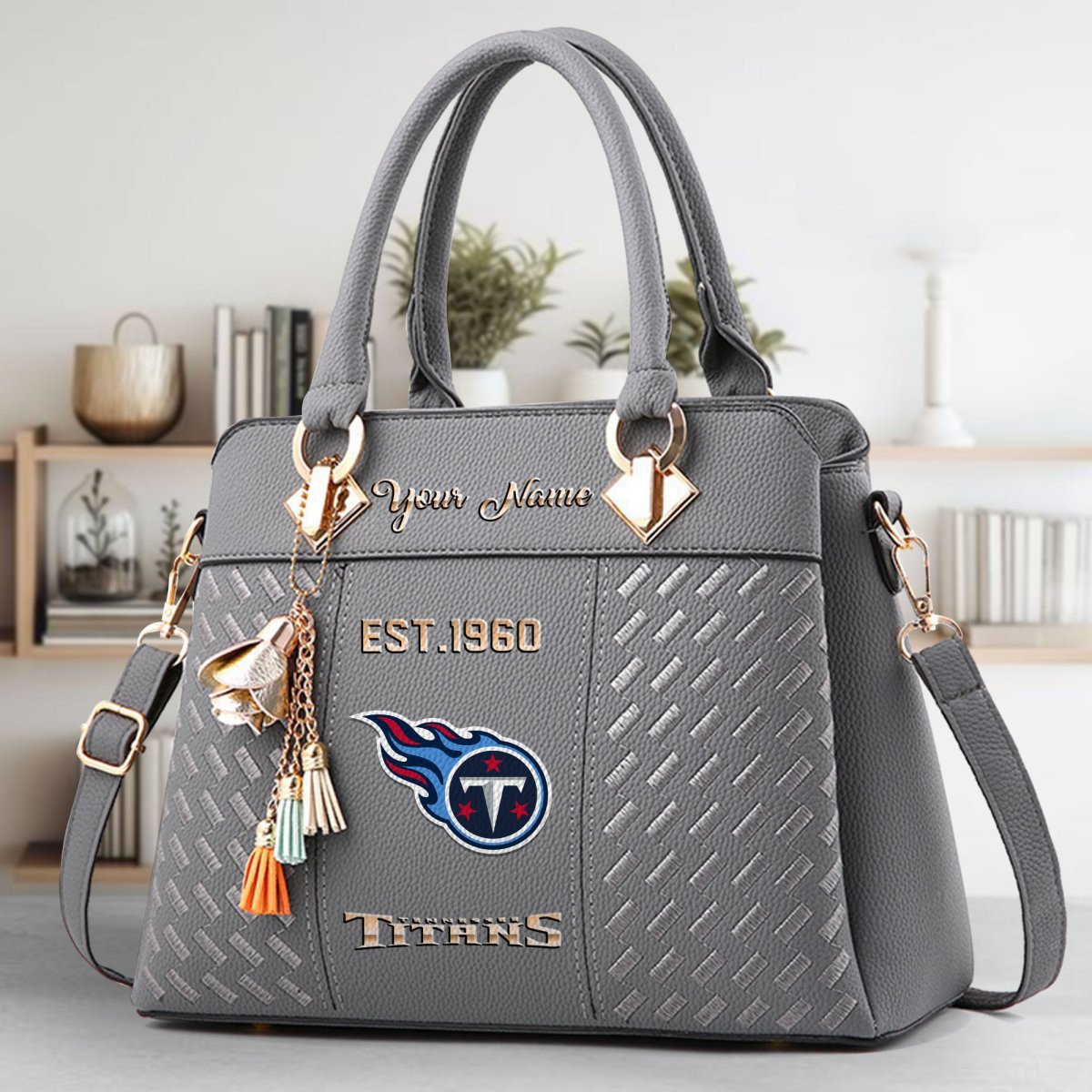 Tennessee Titans Crossbody Zip Handbag With Tassel Custom Name For Women - Image 5