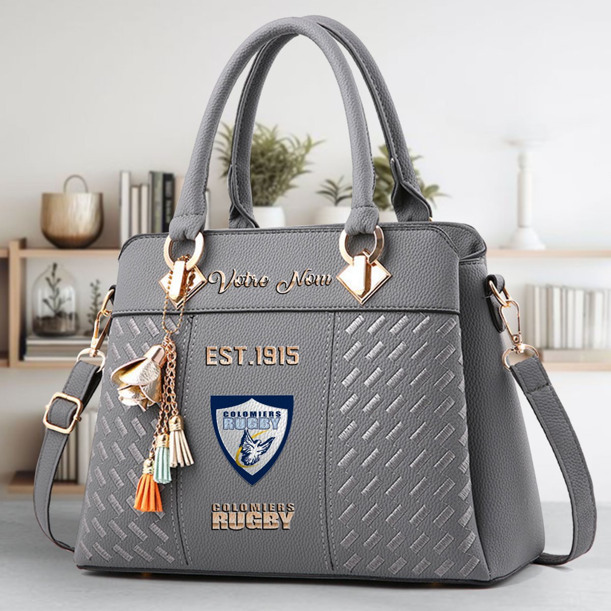 Colomiers Rugby Crossbody Zip Handbag With Tassel Custom Name For Women - Image 5