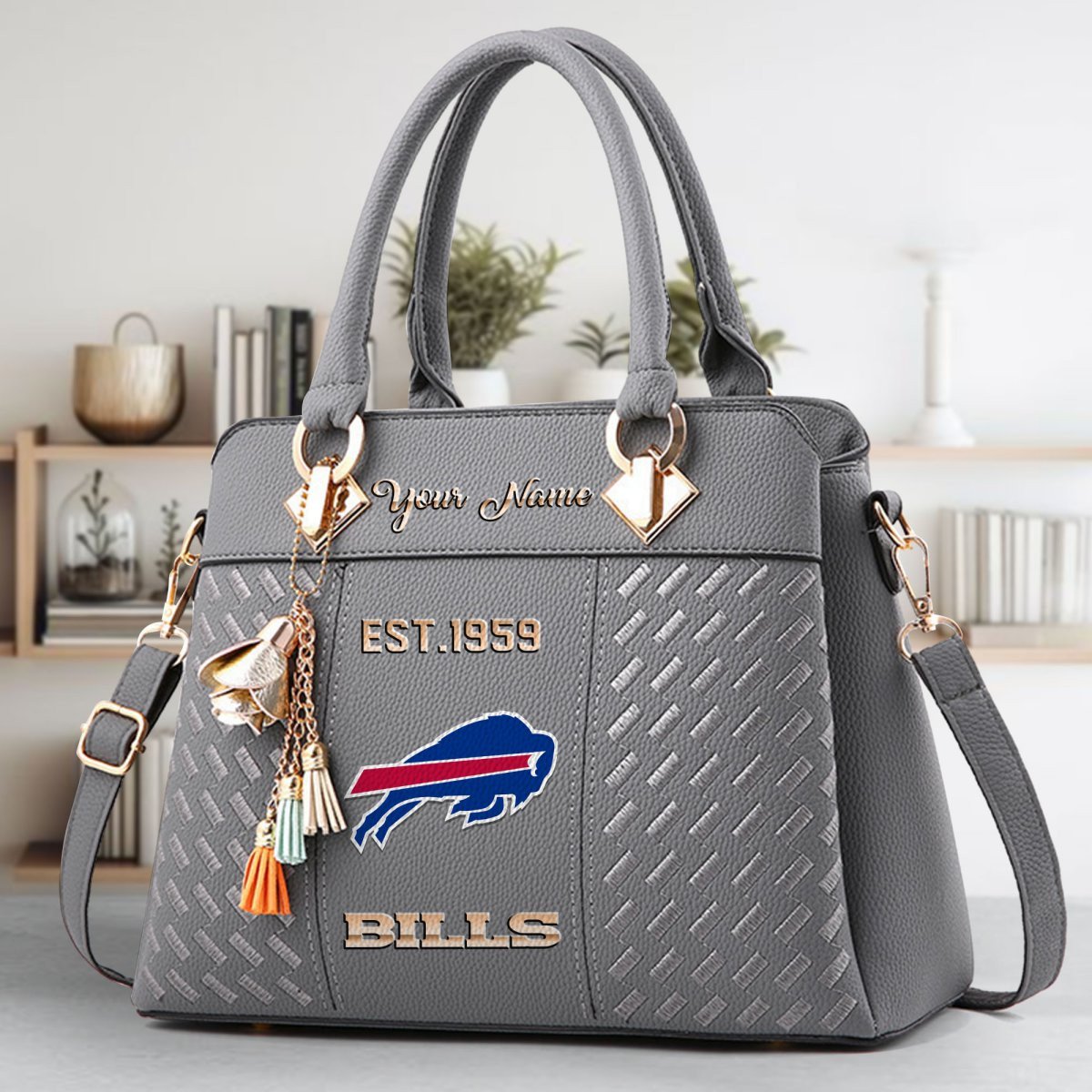 Buffalo Bills Crossbody Zip Handbag With Tassel Custom Name For Women - Image 5