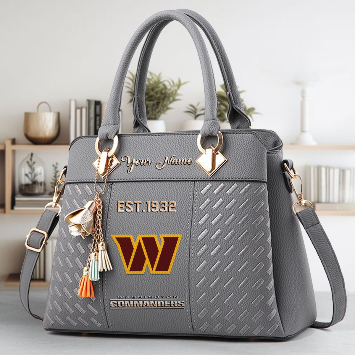 Washington Commanders Crossbody Zip Handbag With Tassel Custom Name For Women - Image 5