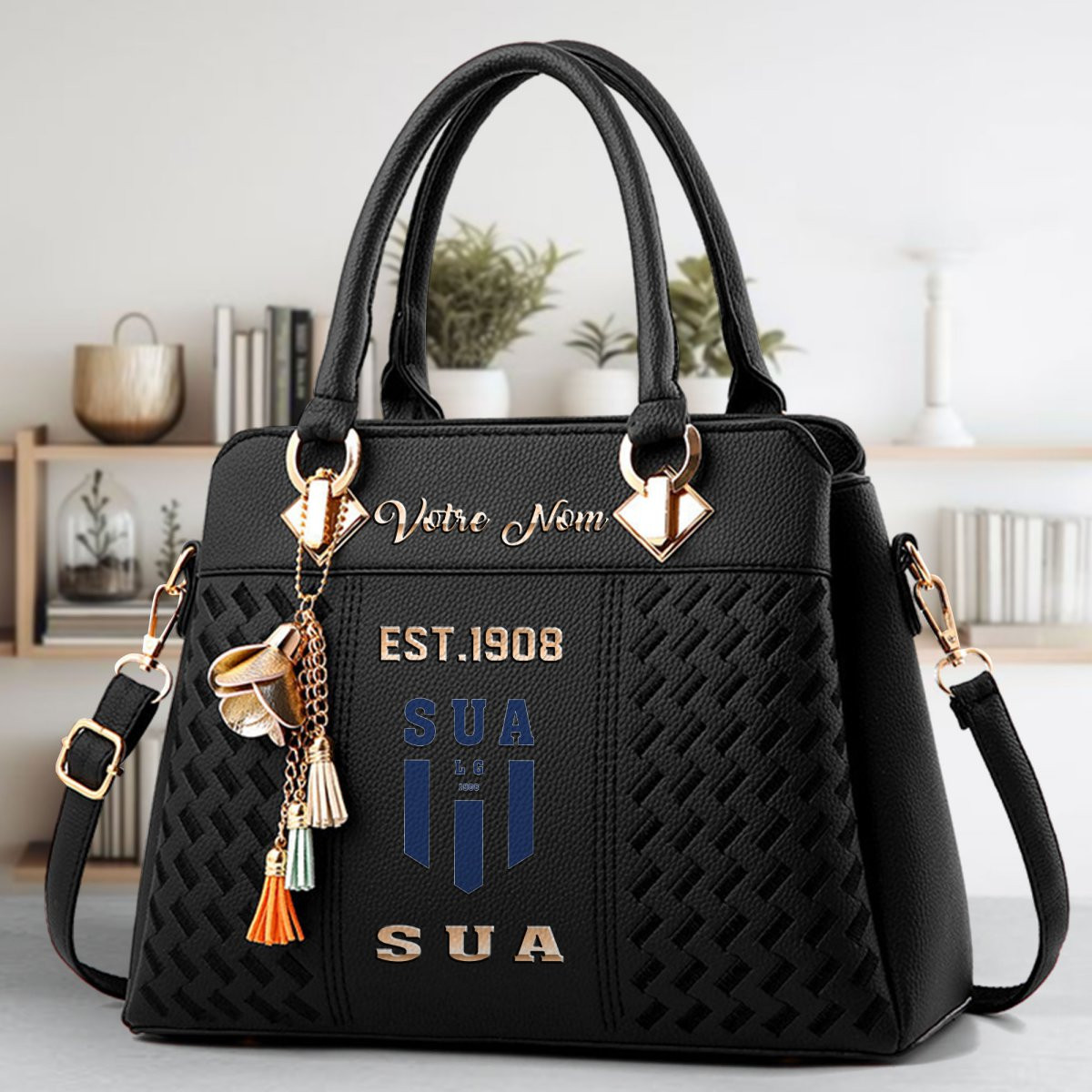 Sporting Union Agenais Crossbody Zip Handbag With Tassel Custom Name For Women - Image 2