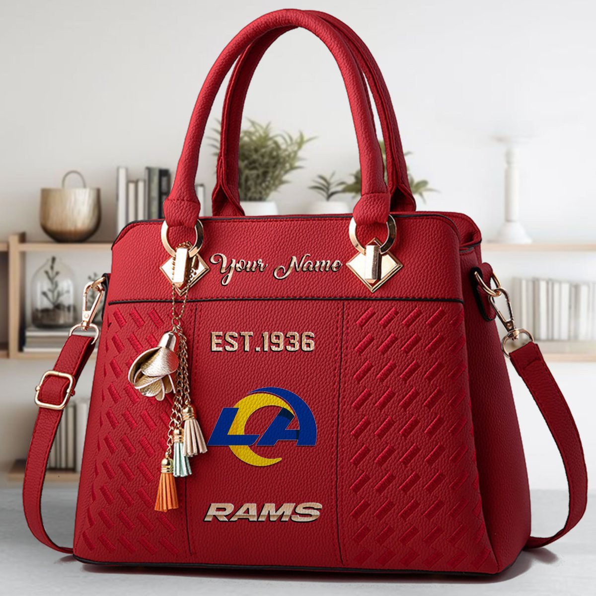 Los Angeles Rams Crossbody Zip Handbag With Tassel Custom Name For Women - Image 3