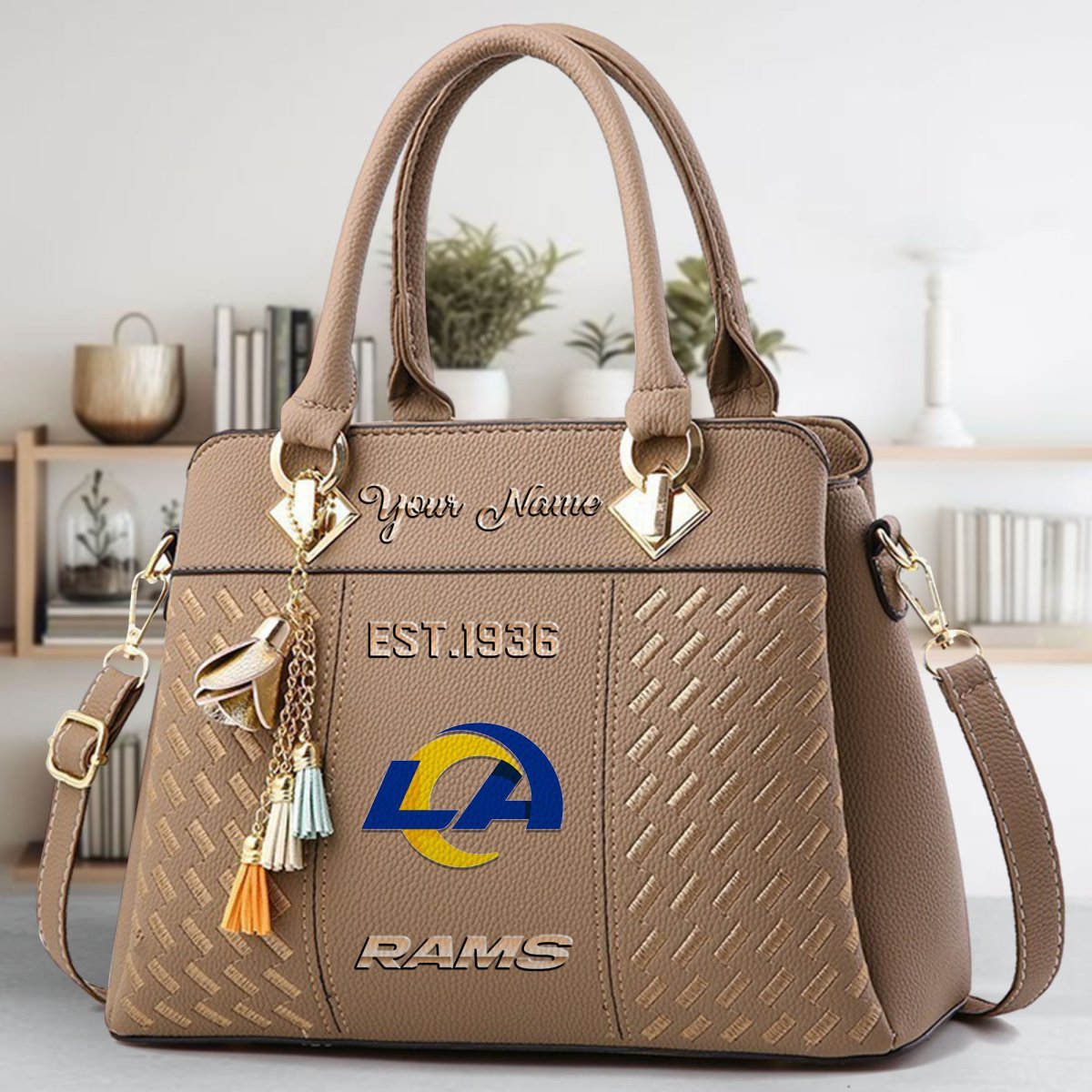 Los Angeles Rams Crossbody Zip Handbag With Tassel Custom Name For Women - Image 4