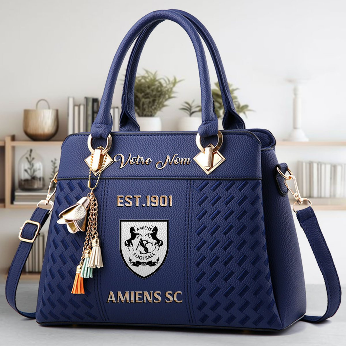 Amiens SC Crossbody Zip Handbag With Tassel Custom Name For Women - Image 3