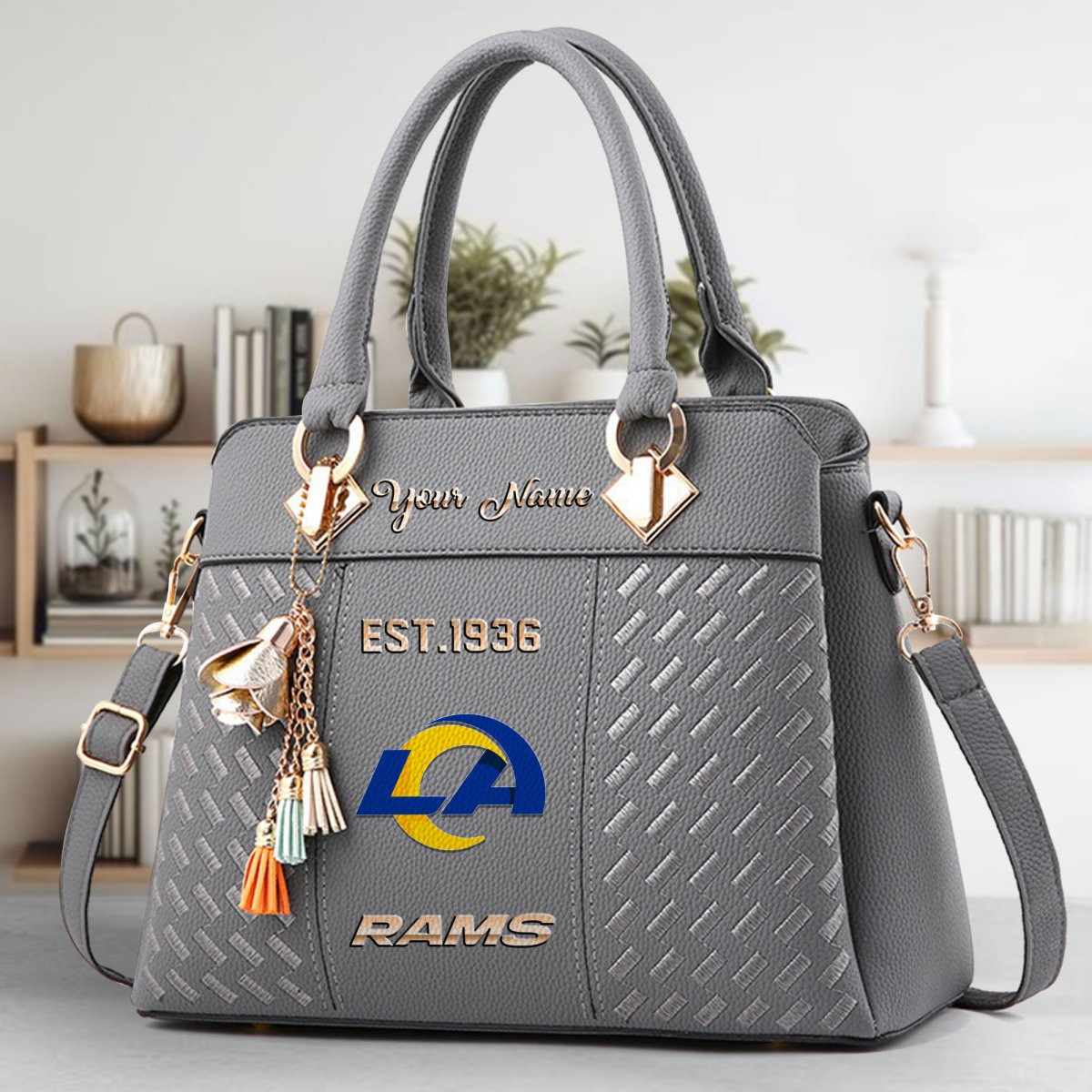 Los Angeles Rams Crossbody Zip Handbag With Tassel Custom Name For Women - Image 5