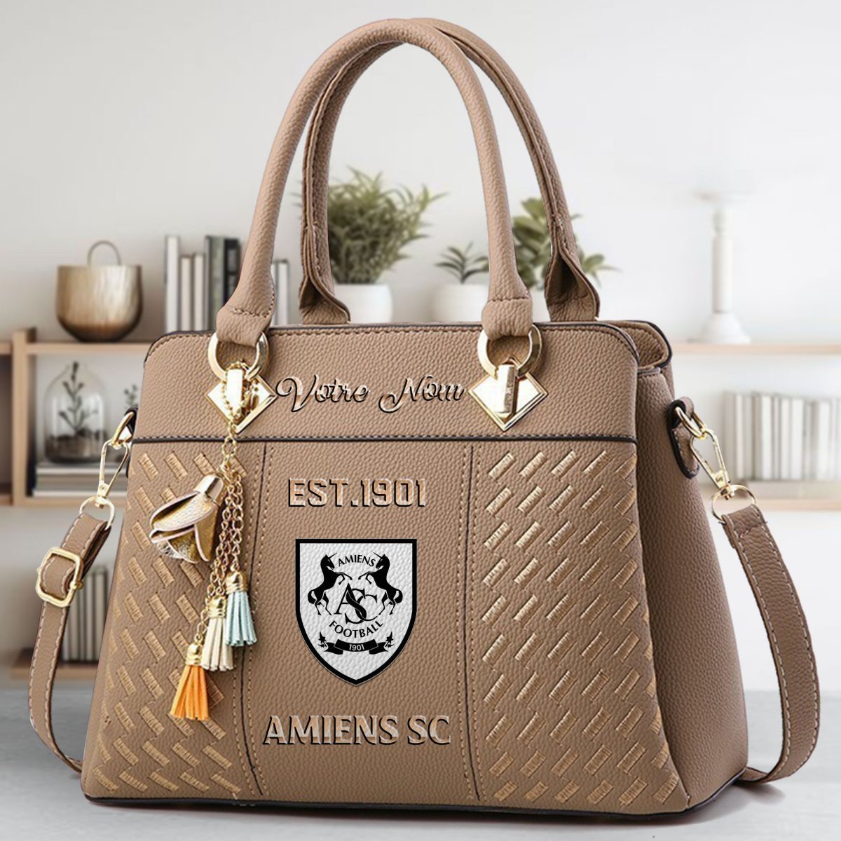 Amiens SC Crossbody Zip Handbag With Tassel Custom Name For Women - Image 4