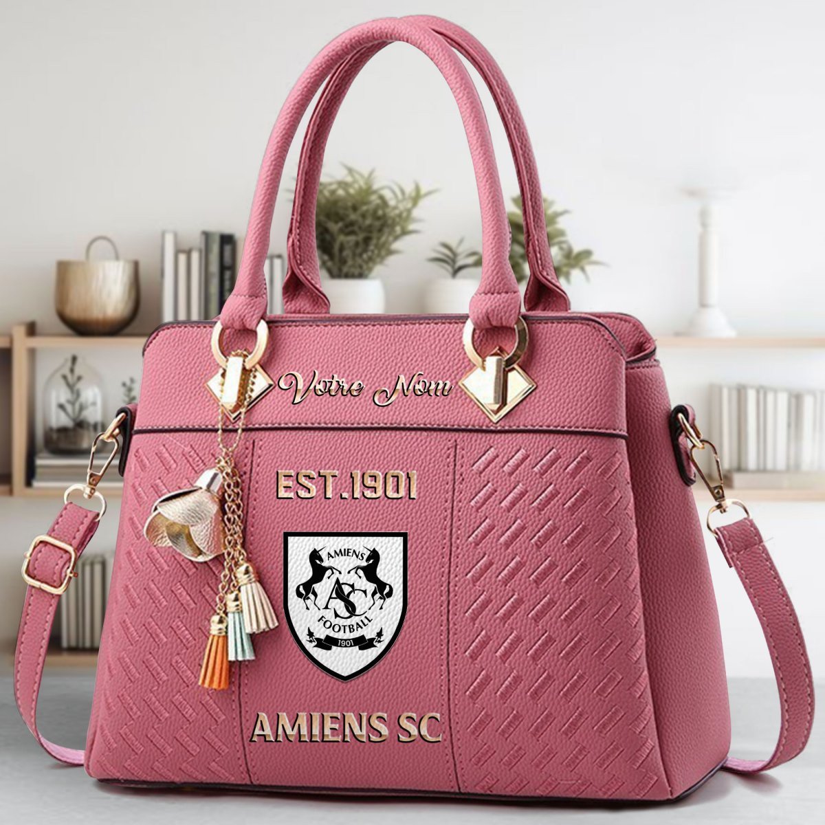 Amiens SC Crossbody Zip Handbag With Tassel Custom Name For Women - Image 6