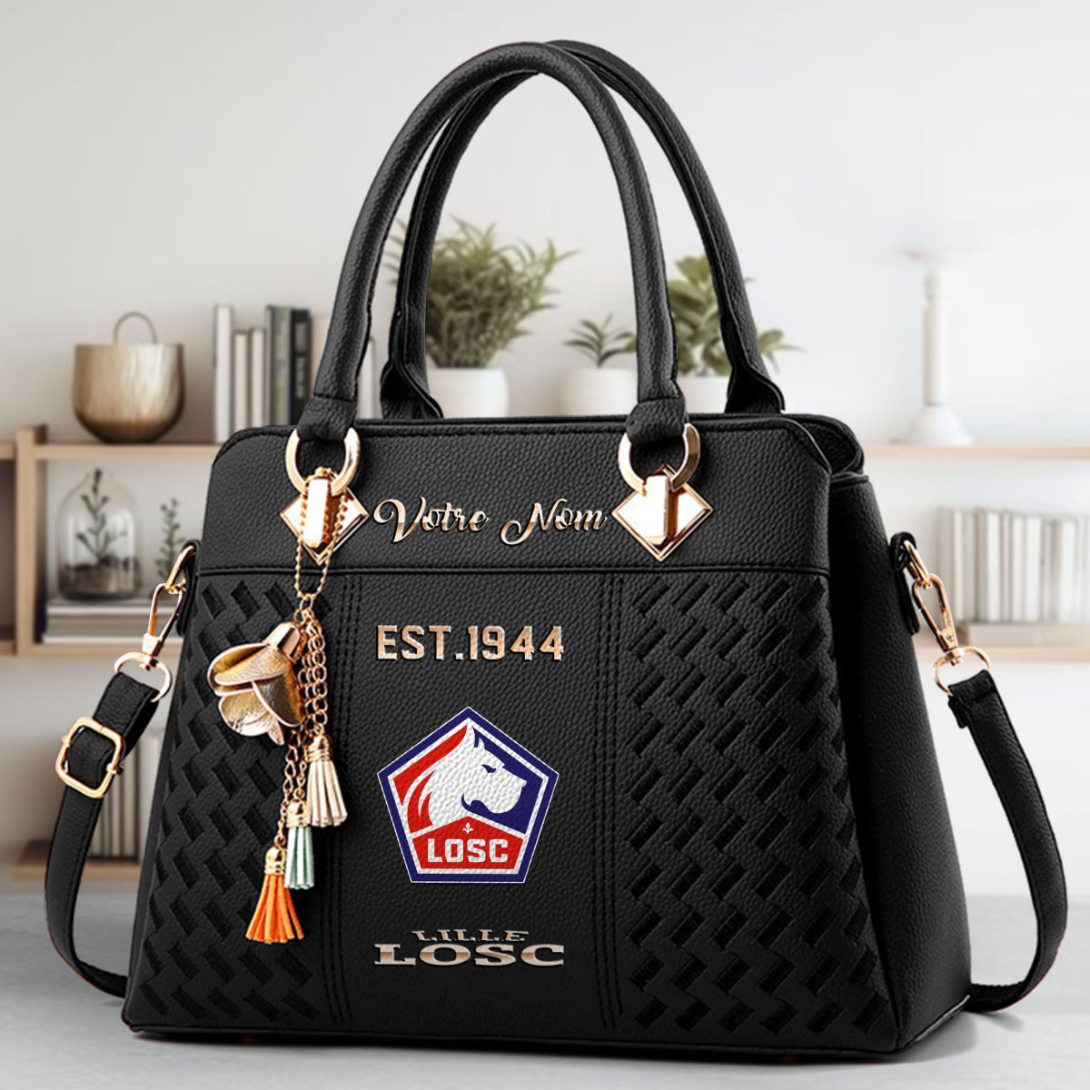 LOSC Lille Crossbody Zip Handbag With Tassel Custom Name For Women - Image 2