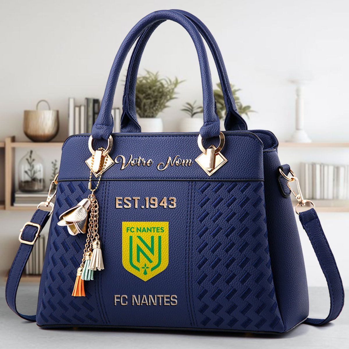FC Nantes Crossbody Zip Handbag With Tassel Custom Name For Women - Image 3